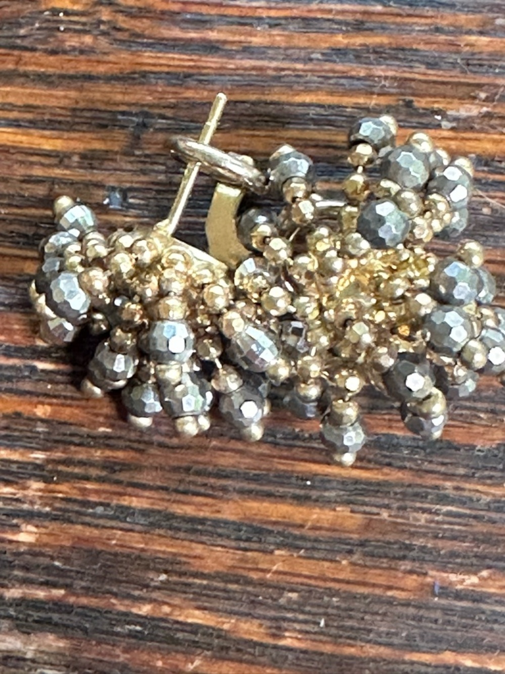 Gold and Hematite Cluster Drop Earrings for Women